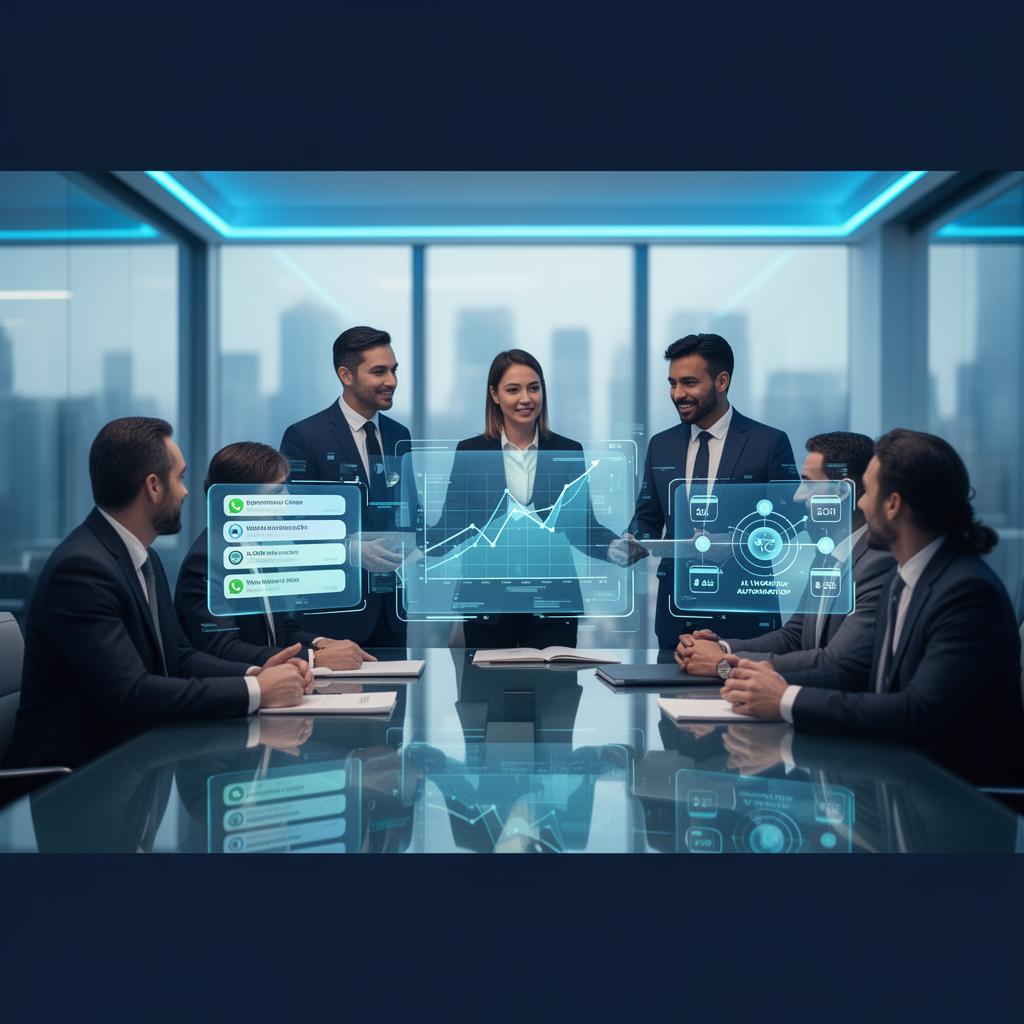 Equipo ejecutivo de Nexa Innovation Group analizando dashboards corporativos